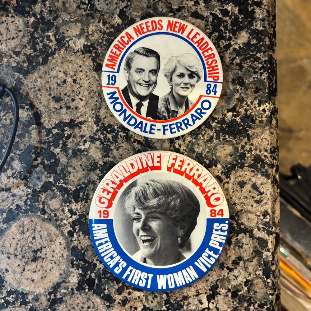 1984 Mondale-Ferraro Campaign Stickers - Red, White, Blue